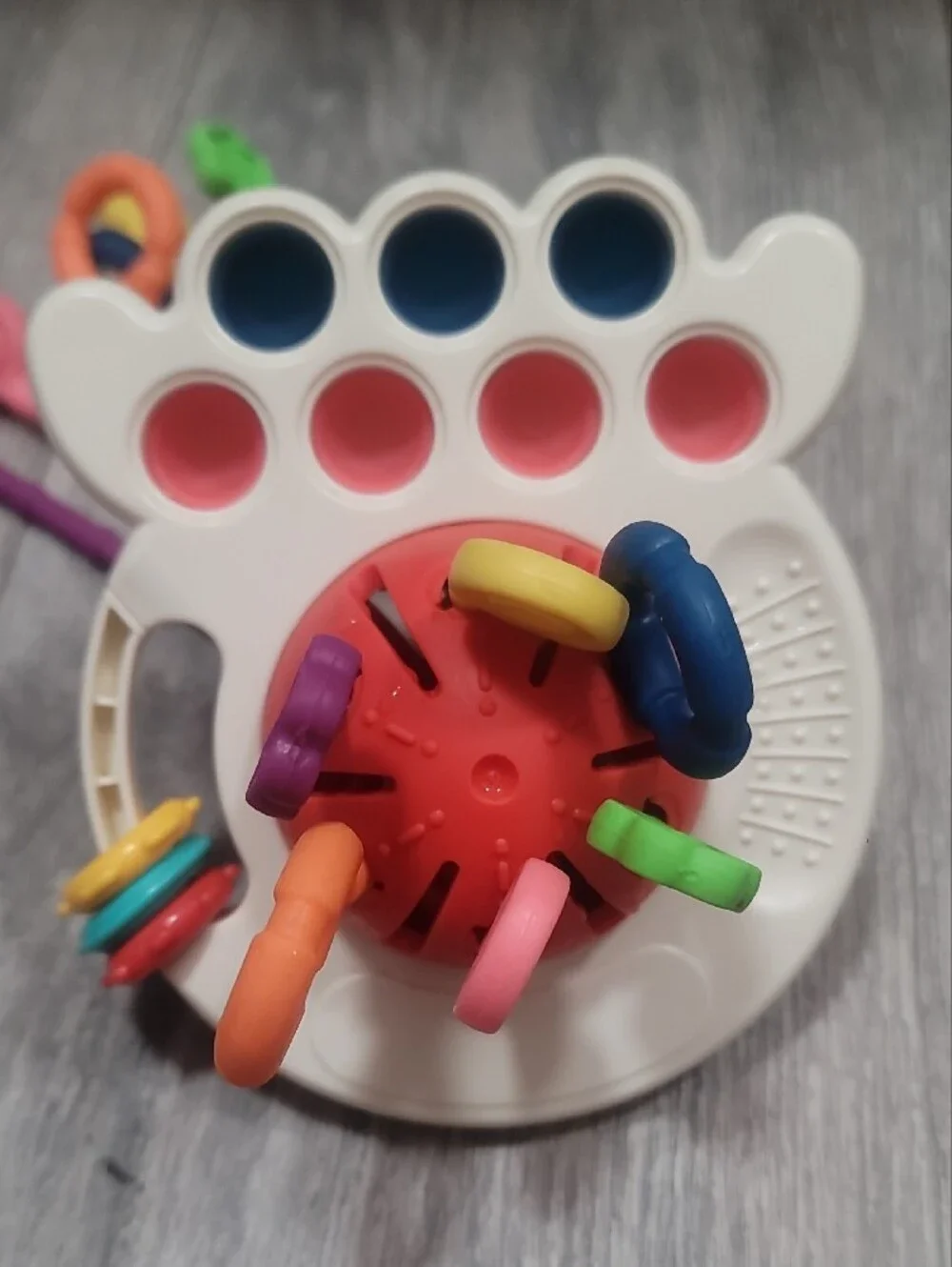 Baby Multi-Activity Ring and Pop Sensory White with Multicolor Rings Figit Toy